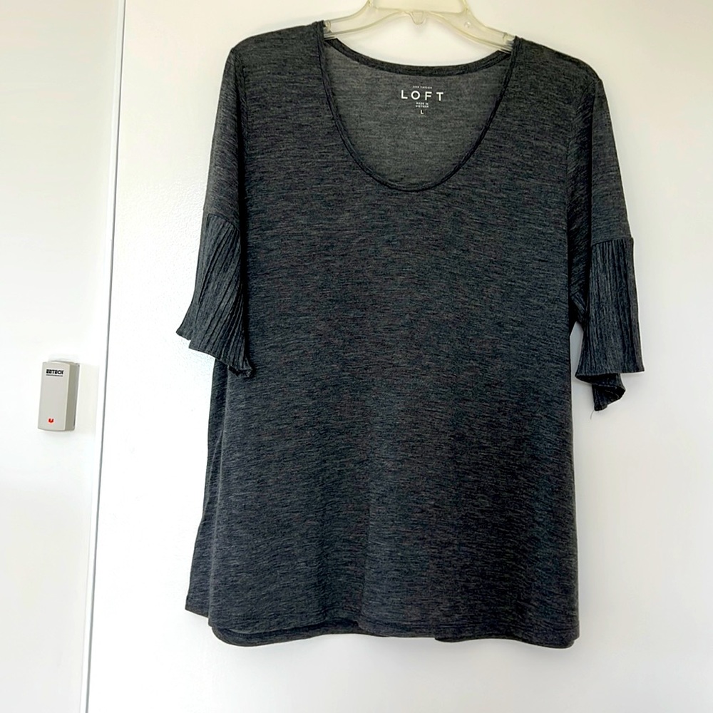 Grey melange rayon mix Ann Taylor Loft elbow length sleeve top.  Like new